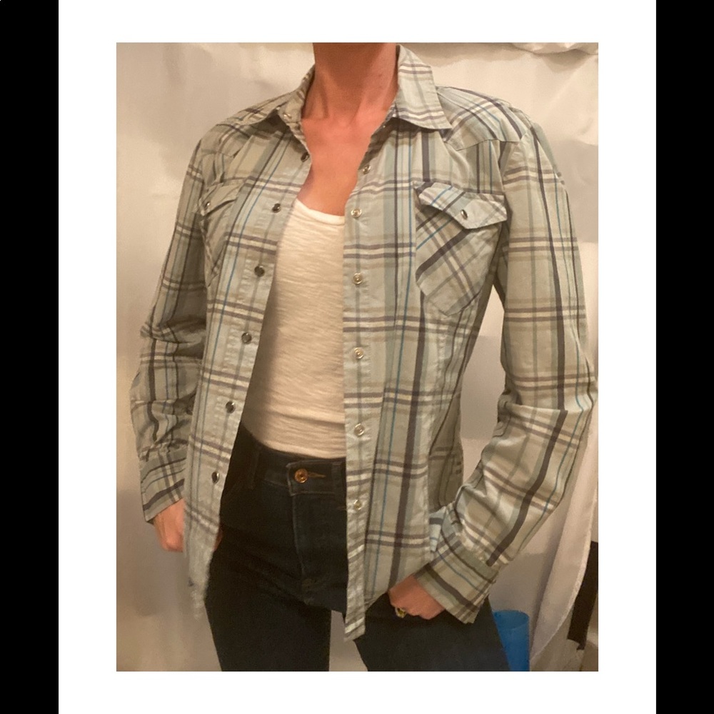 The Limited plaid shirt with snap buttons